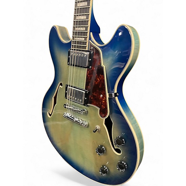 Used D'Angelico Premier Series DC Blue Sunburst Hollow Body Electric Guitar