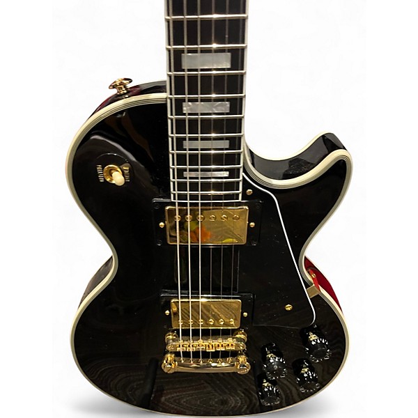Used Epiphone Inspired by Gibson Les Paul Custom Black and Gold Solid Body Electric Guitar
