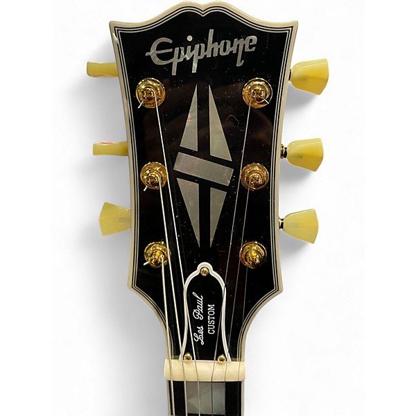Used Epiphone Inspired by Gibson Les Paul Custom Black and Gold Solid Body Electric Guitar