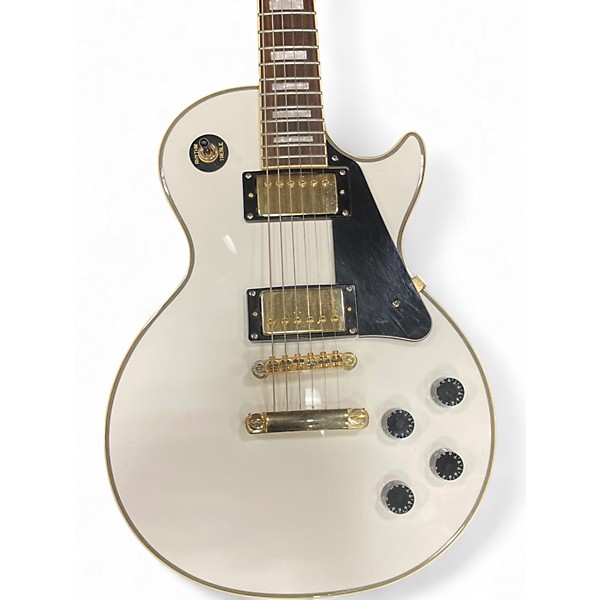 Used Epiphone Les Paul Custom Black and White Solid Body Electric Guitar