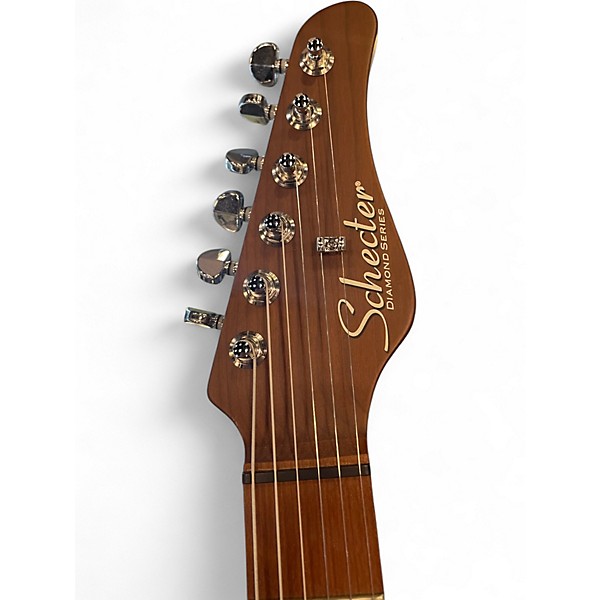 Used Schecter Guitar Research NICK JOHNSTON DIAMOND SERIES Black and White Solid Body Electric Guitar