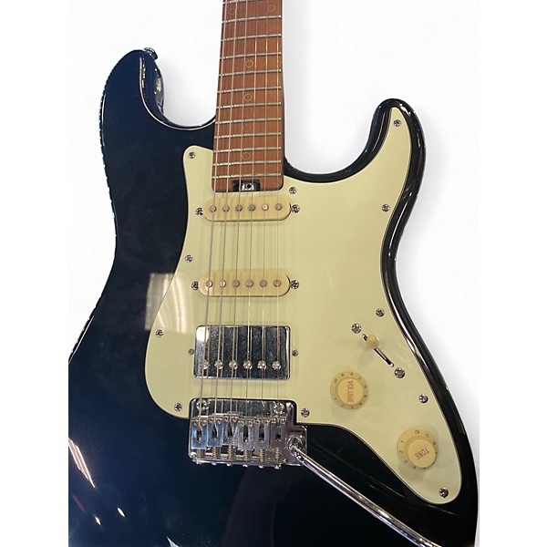 Used Schecter Guitar Research NICK JOHNSTON DIAMOND SERIES Black and White Solid Body Electric Guitar