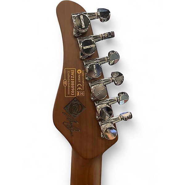 Used Schecter Guitar Research NICK JOHNSTON DIAMOND SERIES Black and White Solid Body Electric Guitar