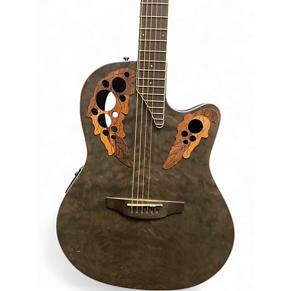 Used Ovation CE48P Ebony Acoustic Electric Guitar