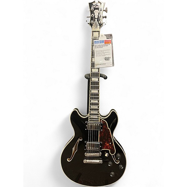 Used D'Angelico DAPMDCBLF2NS MINI DC Black Hollow Body Electric Guitar