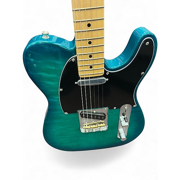 Used Fender AMERICAN showcase QMT TELECASTER Metallic Aqua Marine Solid Body Electric Guitar
