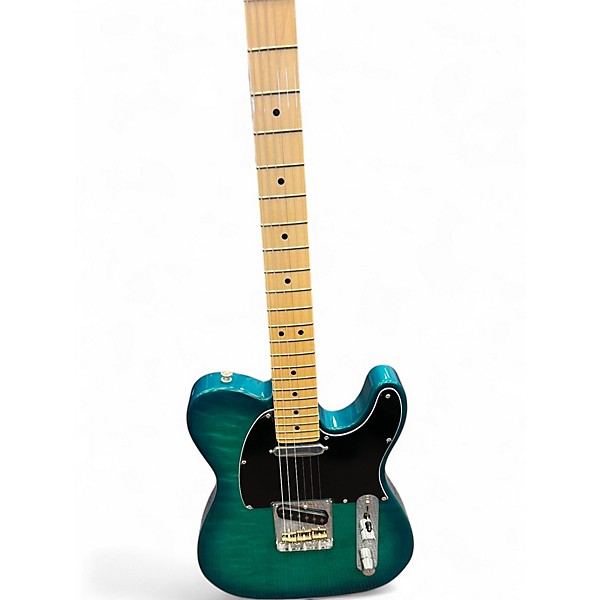 Used Fender AMERICAN showcase QMT TELECASTER Metallic Aqua Marine Solid Body Electric Guitar