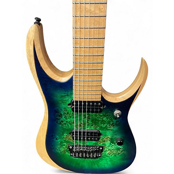 Used Ibanez RGDIX7MPB GREEN BURL Solid Body Electric Guitar