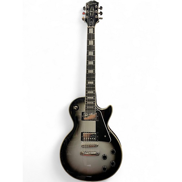 Used Epiphone Les Paul Custom Black and Silver Solid Body Electric Guitar