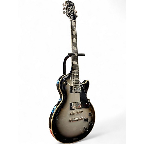 Used Epiphone Les Paul Custom Black and Silver Solid Body Electric Guitar