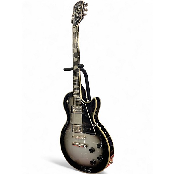 Used Epiphone Les Paul Custom Black and Silver Solid Body Electric Guitar