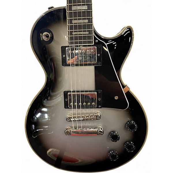 Used Epiphone Les Paul Custom Black and Silver Solid Body Electric Guitar