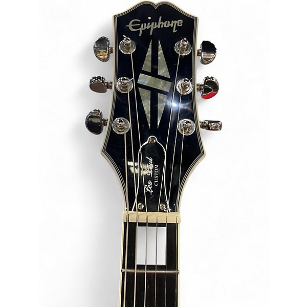 Used Epiphone Les Paul Custom Black and Silver Solid Body Electric Guitar