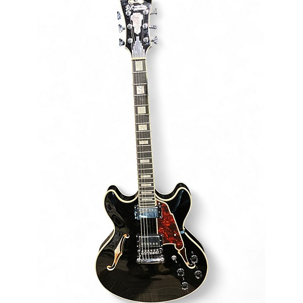 Used D'Angelico Premier Series DC Black Hollow Body Electric Guitar