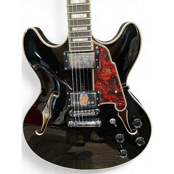 Used D'Angelico Premier Series DC Black Hollow Body Electric Guitar