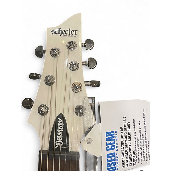 Used Schecter Guitar Research DIAMOND SERIES 7 STRING White Solid Body Electric Guitar
