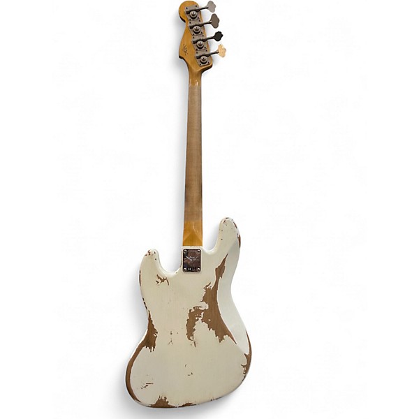 Used 2018 Fender JAZZ 61 HEAVY RELIC Olympic White Solid Body Electric Guitar