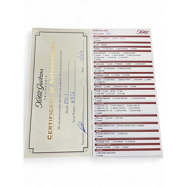 Used 2018 Xotic XSC1 Sunburst Solid Body Electric Guitar