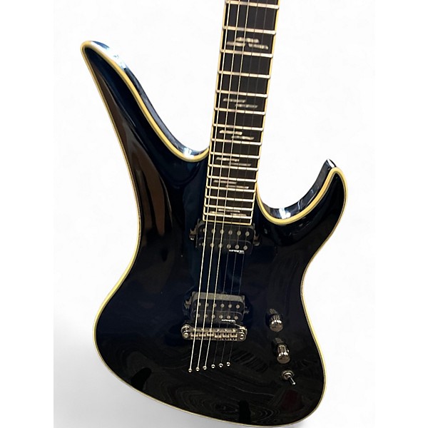 Used Schecter Guitar Research Blackjack Avenger Floyd Rose Black Solid Body Electric Guitar