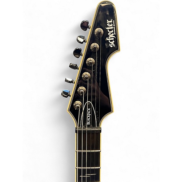 Used Schecter Guitar Research Blackjack Avenger Floyd Rose Black Solid Body Electric Guitar