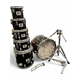 Used 1970s Rogers 6 Piece 1970S BIG R Black Drum Kit