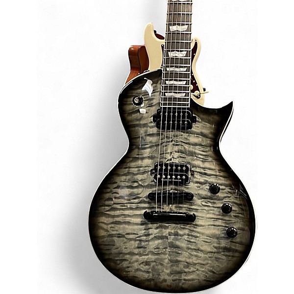 Used ESP LTD EC-1000T Quilted Maple Charcoal Burst Solid Body Electric Guitar