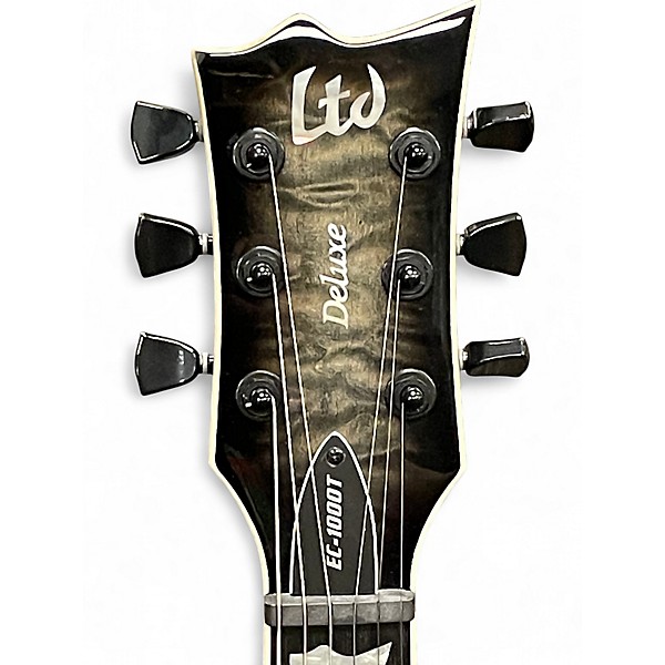 Used ESP LTD EC-1000T Quilted Maple Charcoal Burst Solid Body Electric Guitar
