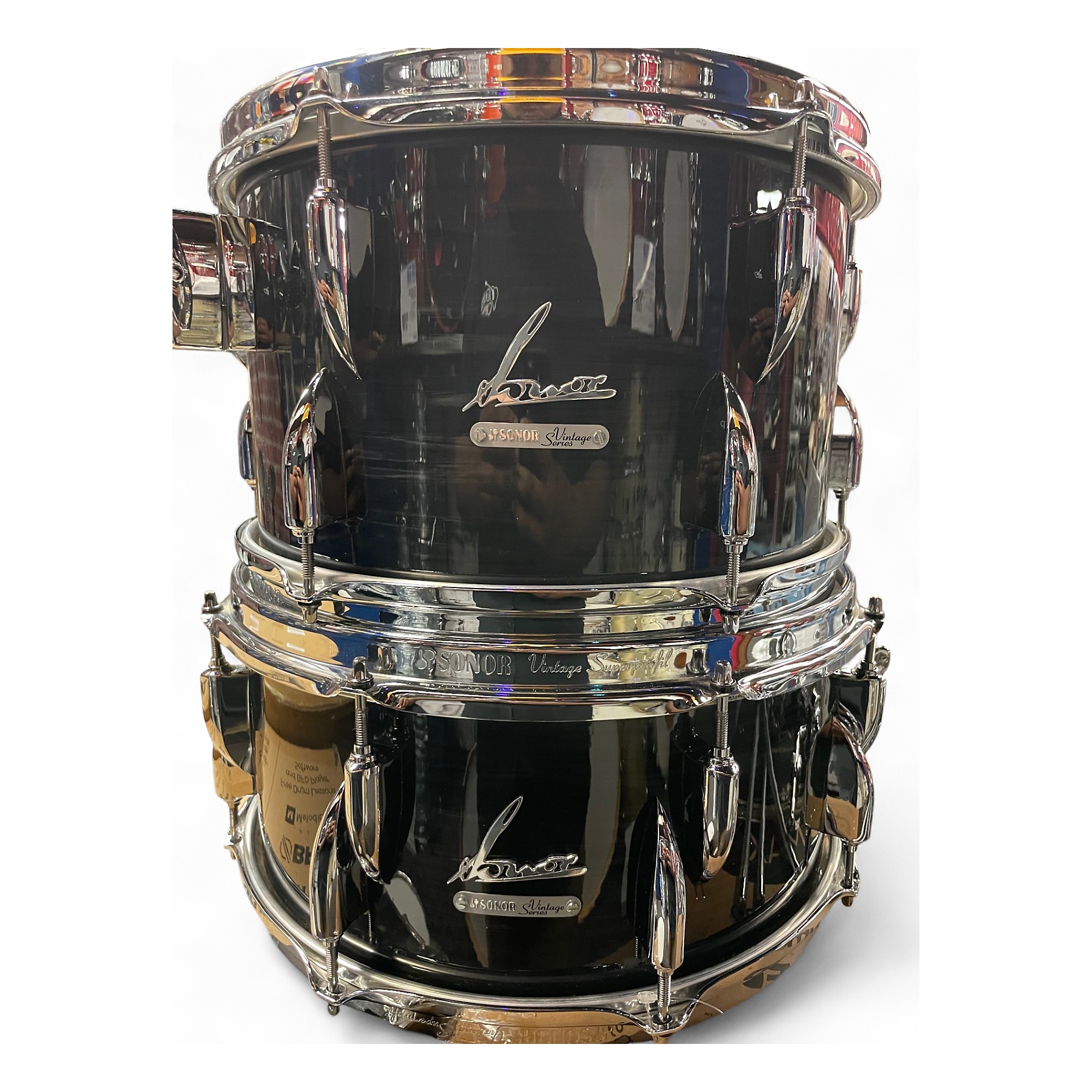 Used SONOR 4 Piece VINTAGE SERIES BLACK SLATE Drum Kit BLACK SLATE