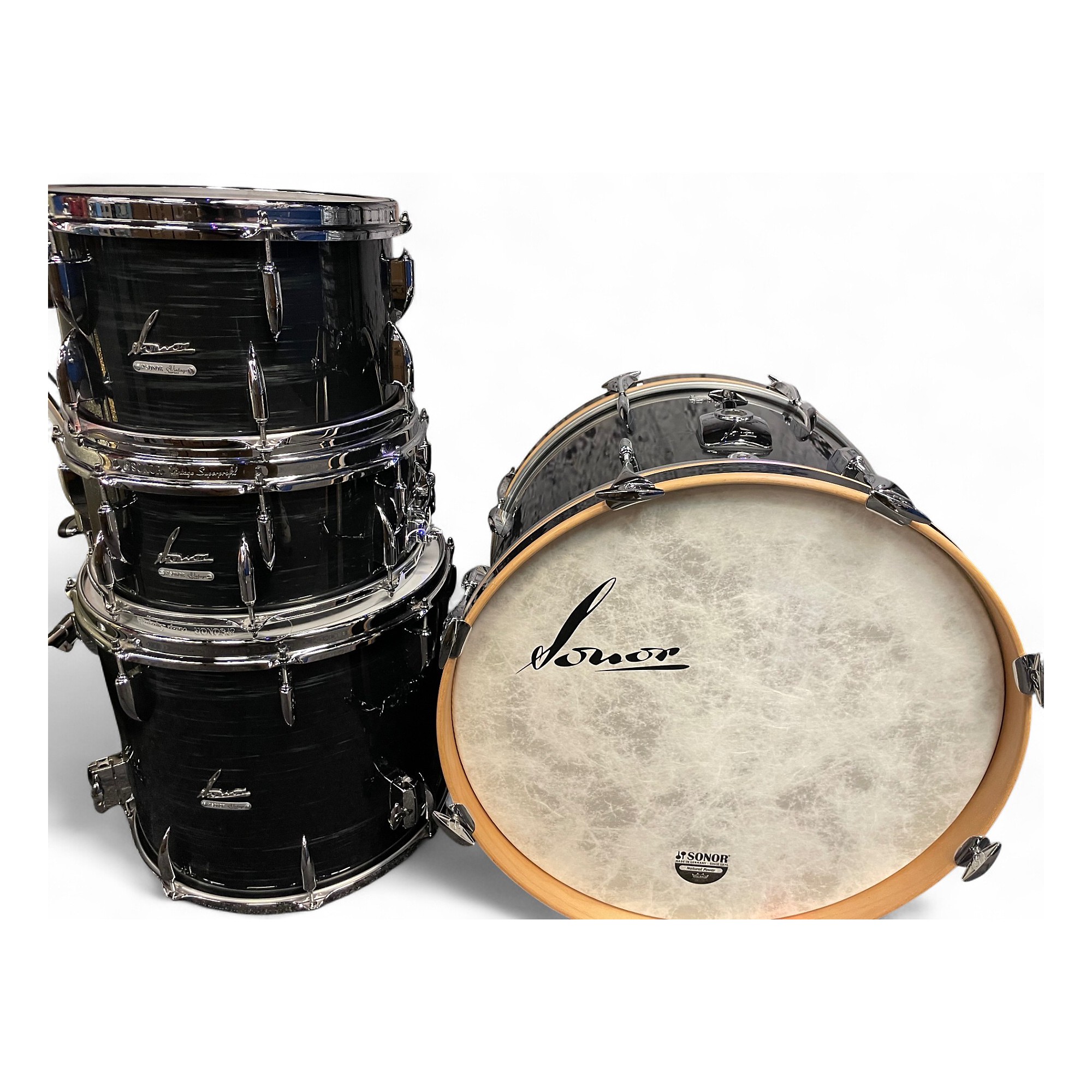 Used SONOR 4 Piece VINTAGE SERIES BLACK SLATE Drum Kit BLACK SLATE