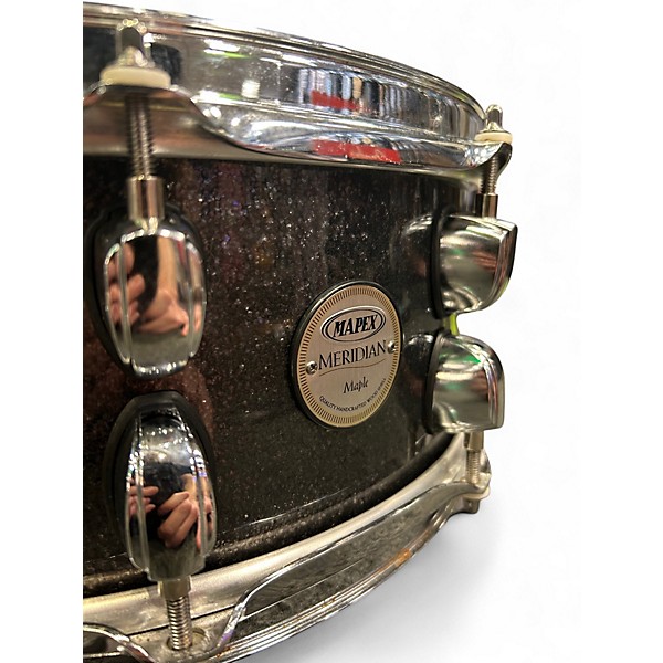 Used Mapex 14X8 Meridian Snare BLACK SPARKLE Drum