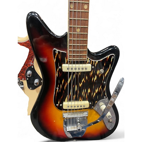 Vintage 1970s Barclay Guitar 3 Tone Sunburst Solid Body Electric Guitar