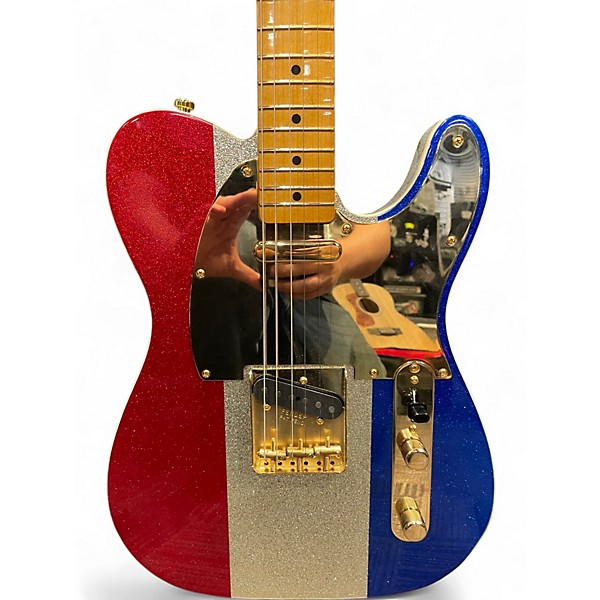 Used Fender BUCK OWENS TELECASTER RED, SILVER, AND BLUE SPARKLE Solid Body Electric Guitar