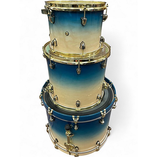 Used SJC Drums 3 Piece Custom Tour Series Ocean Blue Burst Drum Kit