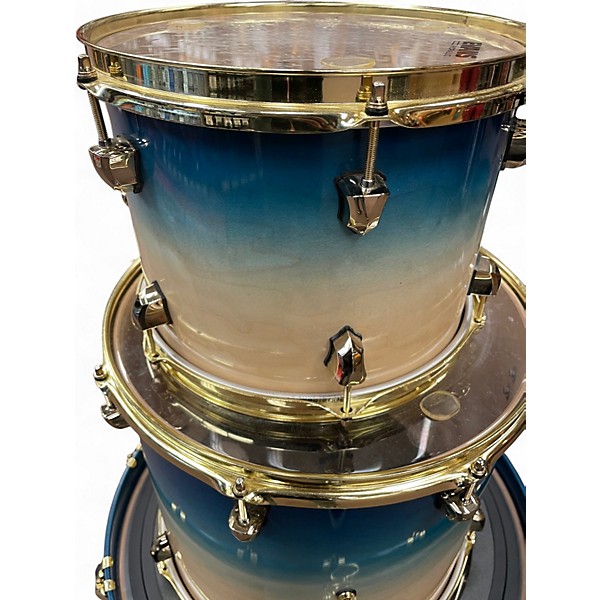 Used SJC Drums 3 Piece Custom Tour Series Ocean Blue Burst Drum Kit