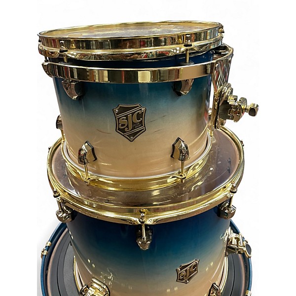 Used SJC Drums 3 Piece Custom Tour Series Ocean Blue Burst Drum Kit