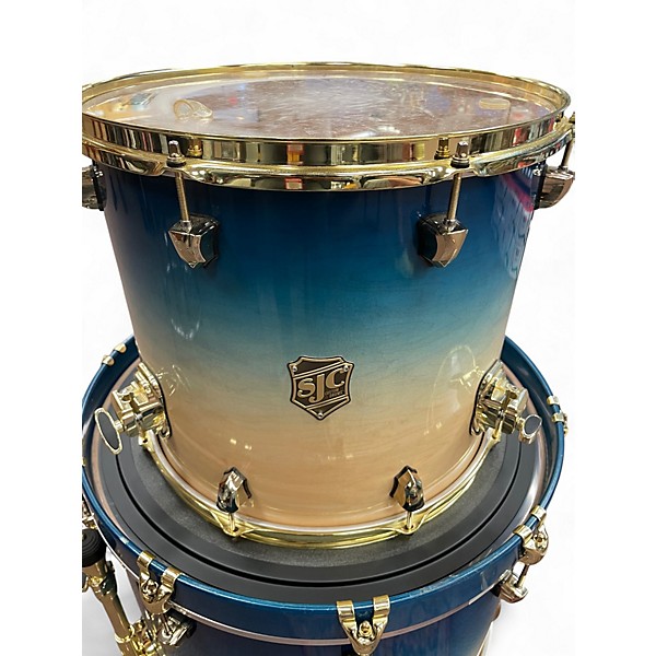 Used SJC Drums 3 Piece Custom Tour Series Ocean Blue Burst Drum Kit