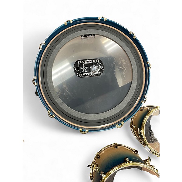Used SJC Drums 3 Piece Custom Tour Series Ocean Blue Burst Drum Kit