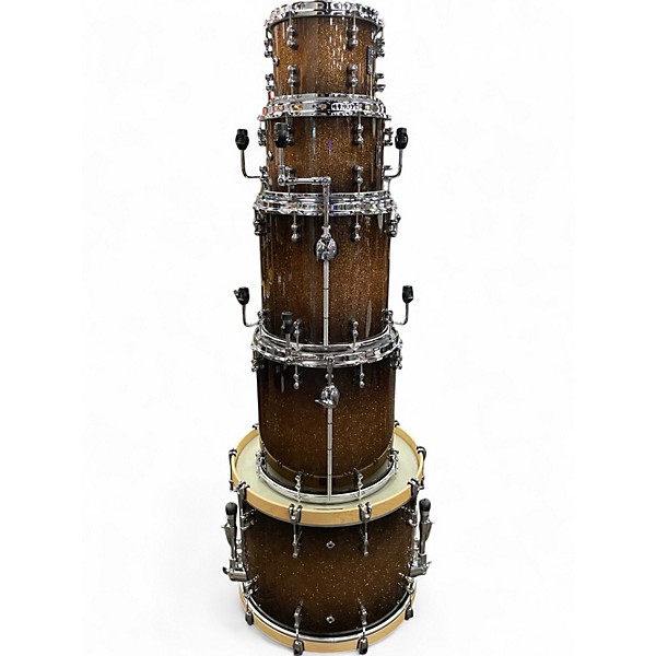 Used Mapex 5 Piece Black Panther Labs Cherry Bomb Golden Sparkle Burst Drum Kit