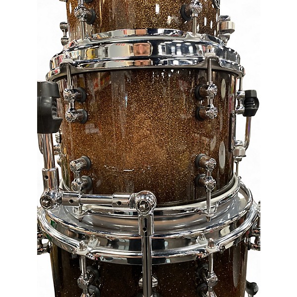 Used Mapex 5 Piece Black Panther Labs Cherry Bomb Golden Sparkle Burst Drum Kit