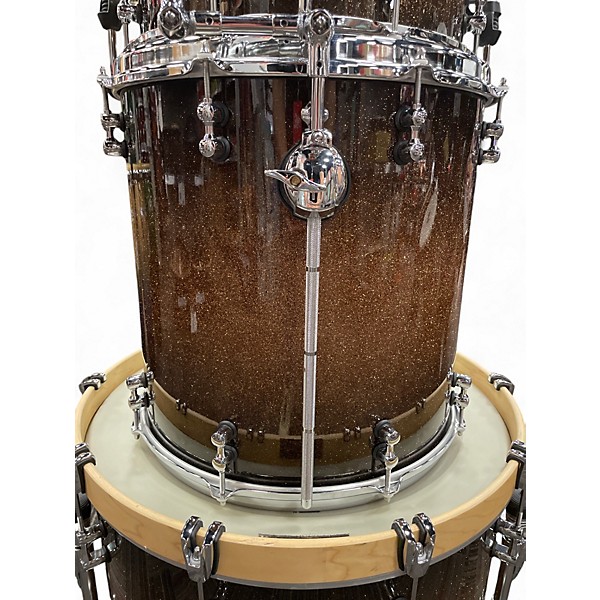 Used Mapex 5 Piece Black Panther Labs Cherry Bomb Golden Sparkle Burst Drum Kit