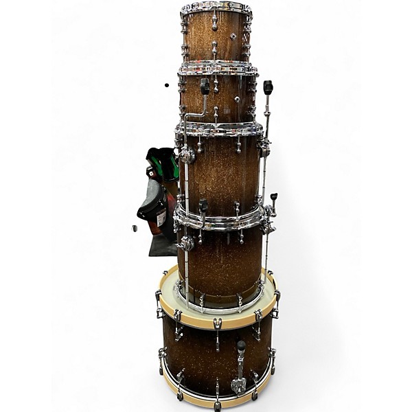 Used Mapex 5 Piece Black Panther Labs Cherry Bomb Golden Sparkle Burst Drum Kit