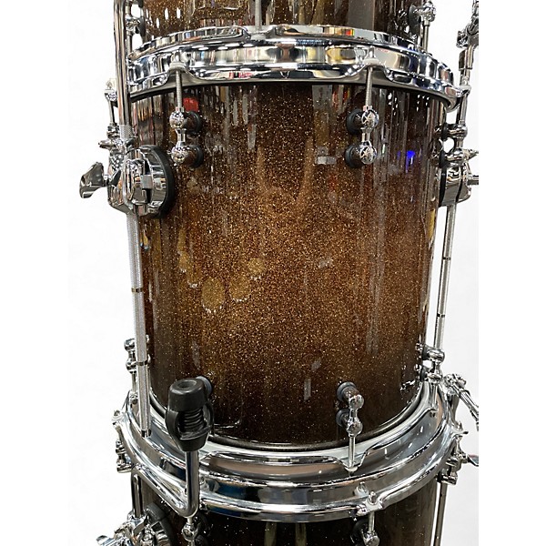 Used Mapex 5 Piece Black Panther Labs Cherry Bomb Golden Sparkle Burst Drum Kit