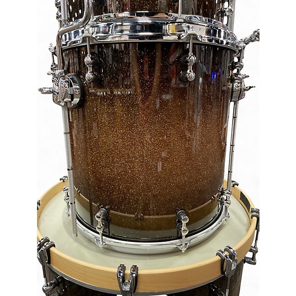 Used Mapex 5 Piece Black Panther Labs Cherry Bomb Golden Sparkle Burst Drum Kit