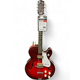 Vintage 1960s Harmony H-56 Rocket Red Burst Hollow Body Electric Guitar