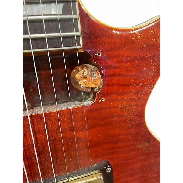 Used Custom Build  Les Paul Red Flame Solid Body Electric Guitar