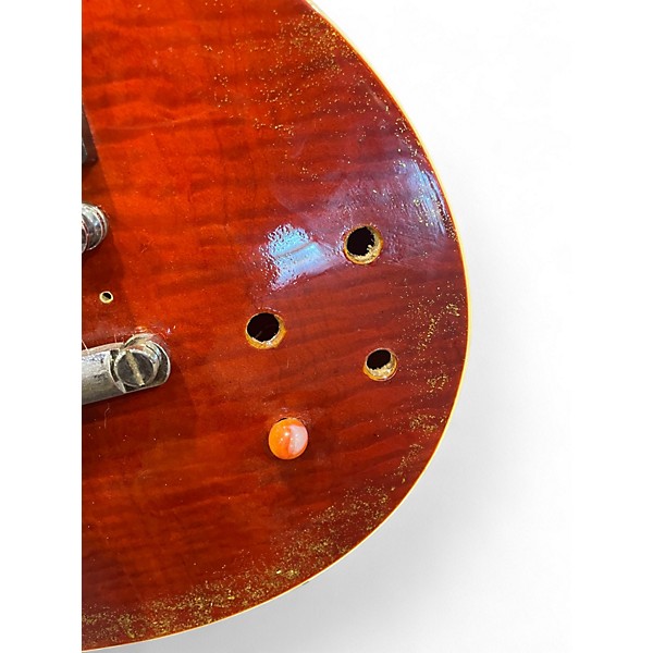 Used Custom Build  Les Paul Red Flame Solid Body Electric Guitar