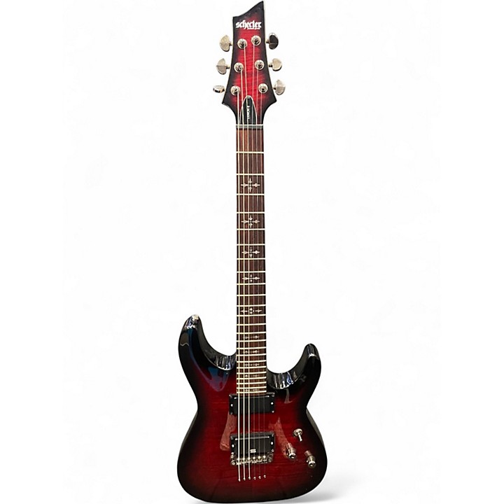 Used Schecter Guitar Research Demon 6 Crimson Red Burst Solid Body