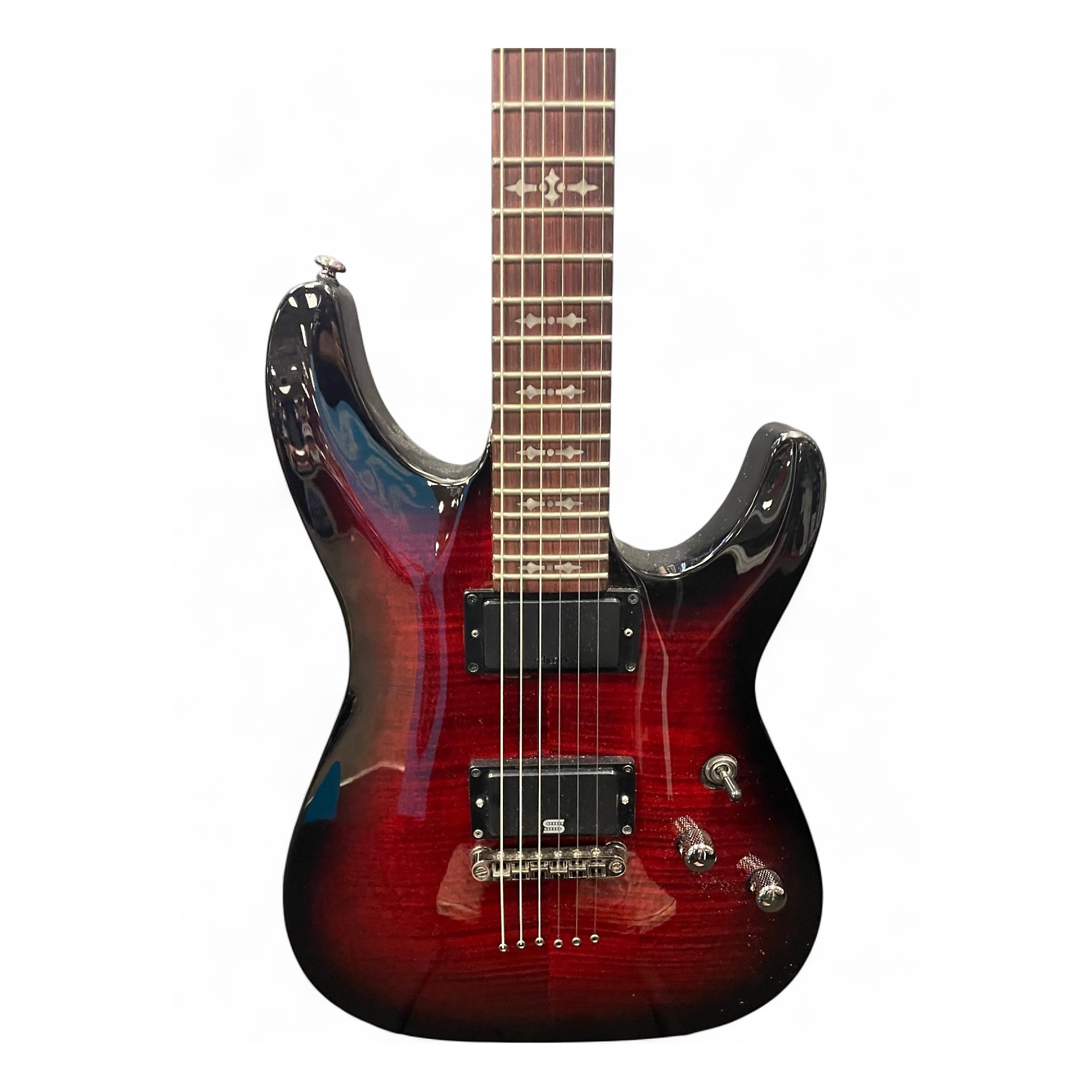 Used Schecter Guitar Research Demon 6 Crimson Red Burst Solid Body
