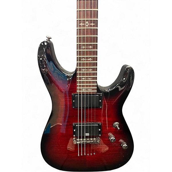Used Schecter Guitar Research Demon 6 Crimson Red Burst Solid Body Electric Guitar