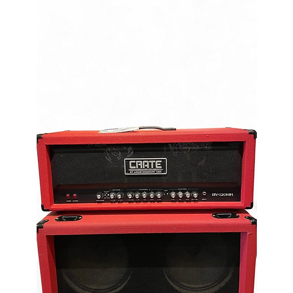 Used Crate BV120H Red Voodoo 120W Head w/ Red Voodoo 4x12 Cab Guitar Stack